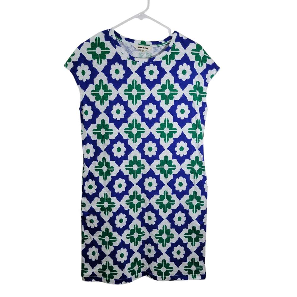 Boden Blue and Green Cotton Floral Dress